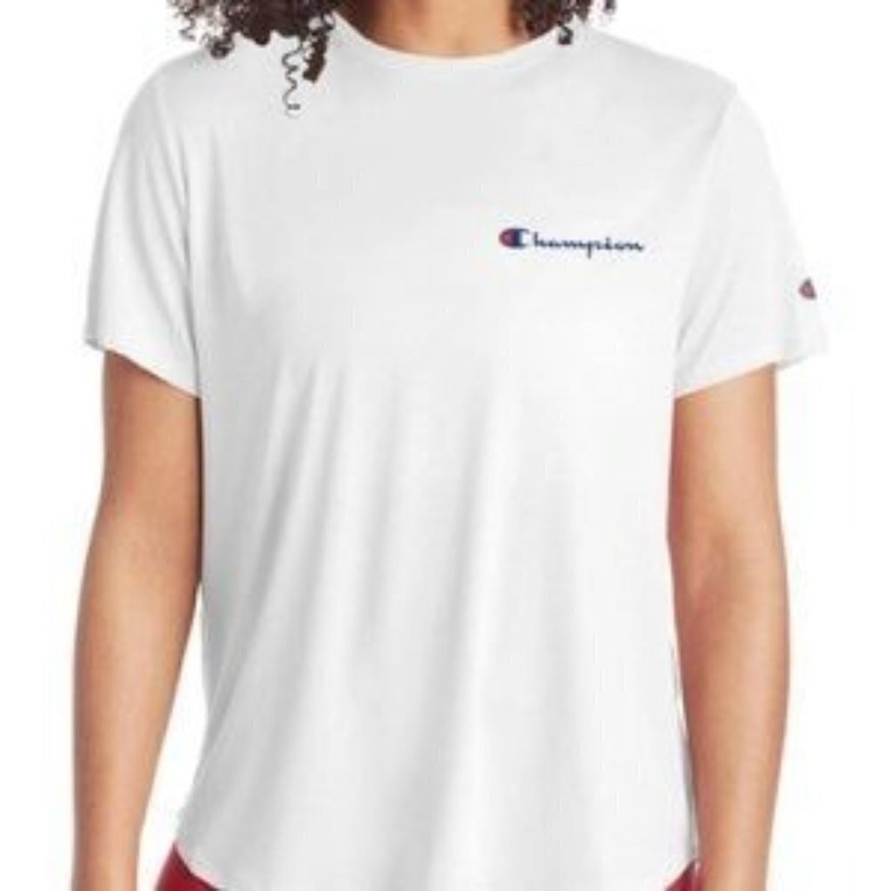 Champion White Crew Neck Embroidered Logo Short Sleeve T Shirt‎ Size M - Picture 2 of 9